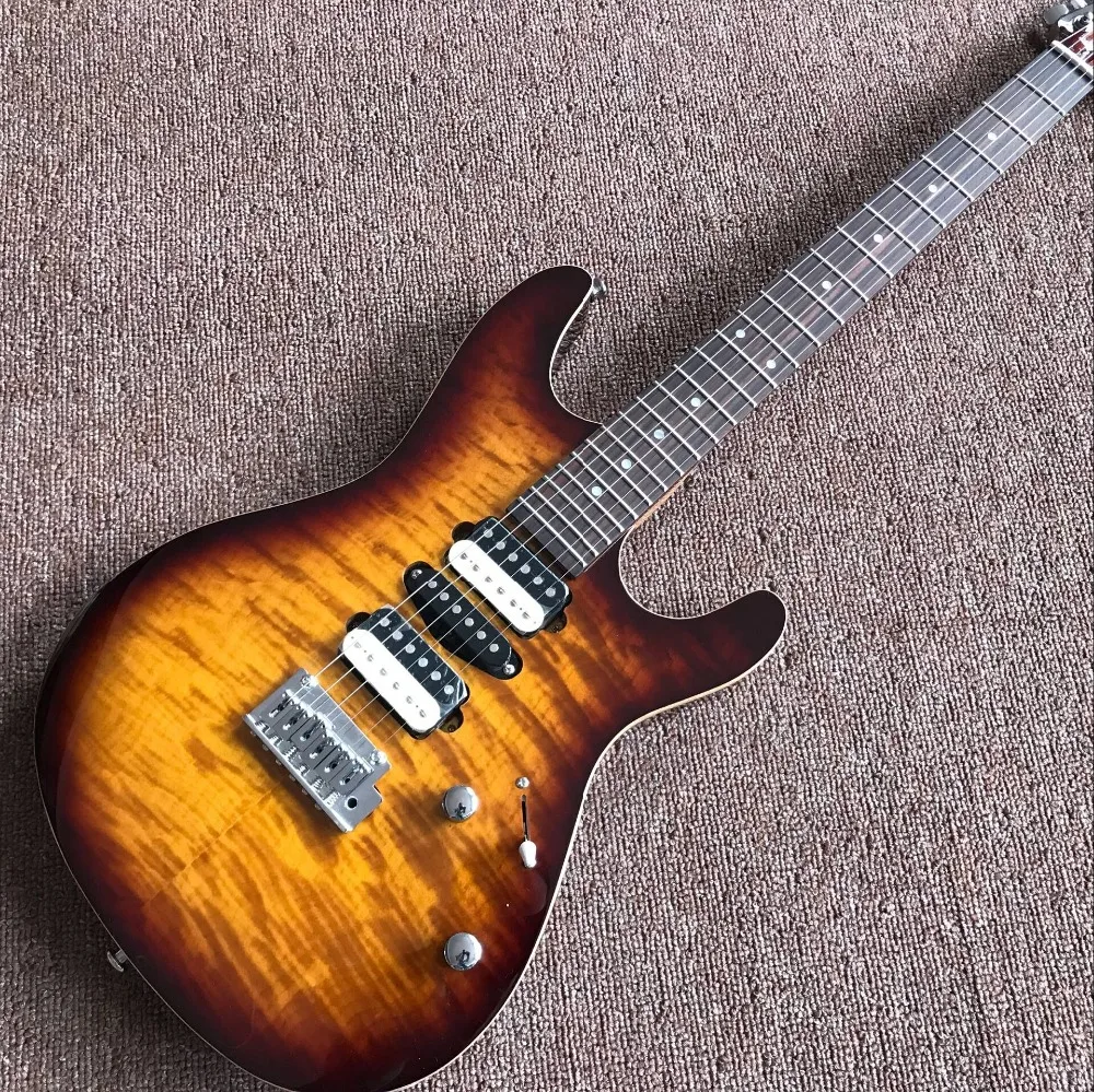 

handwork Tiger Flame Sunburst color Electric Guitar.Rosewood fingerboard guitarra.support customization gitaar.