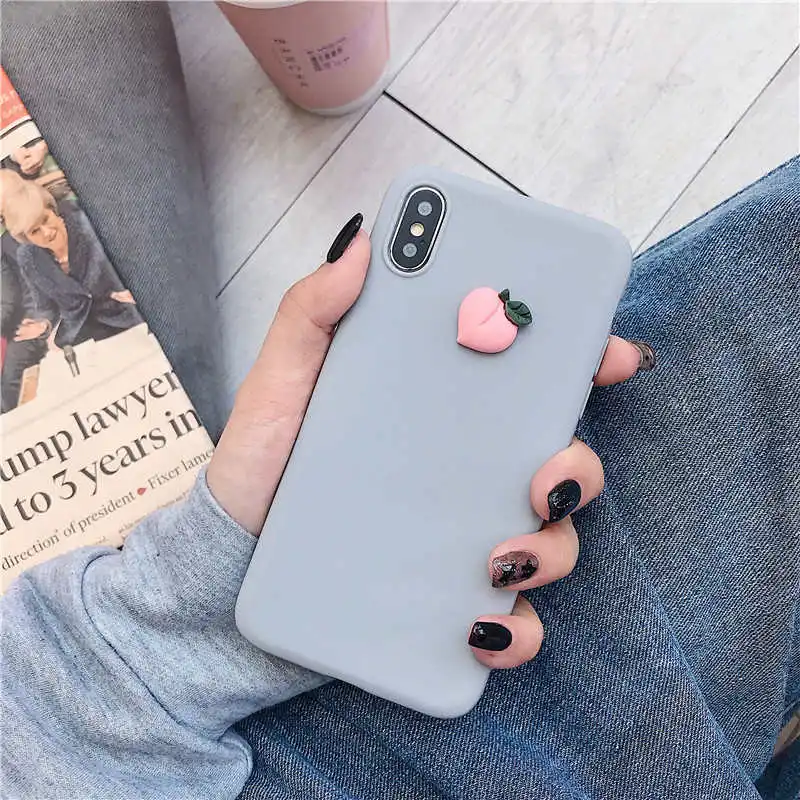 gray peach 3D Симпатичные Фрукты чехол для Samsung Galaxy J2 j3 j4 j5 j6 j7 j8 pro plus Prime core банан персик виноград мягкий funda - Цвет: gray peach