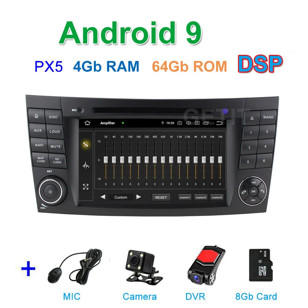 DSP PX5 CAM DVR SD DSP 64G PX6 Android 9,0 Автомобильный DVD плеер для Mercedes Benz e-класс W211 E200 E220 E300 E350 E240 E270 E280 класс CLS W219 - Цвет: DSP PX5 CAM DVR SD