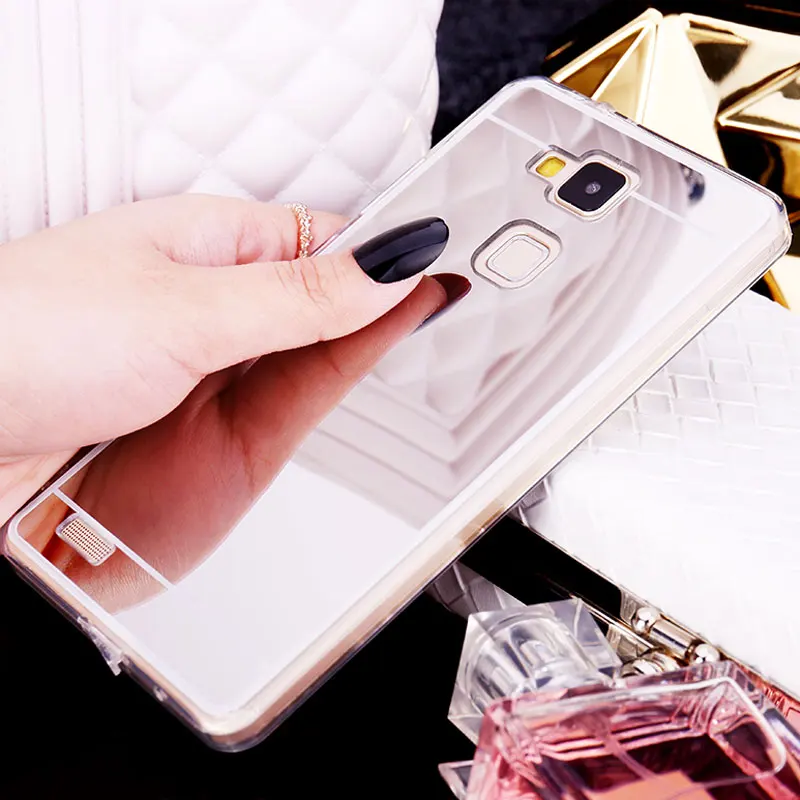 Роскошный зеркальный Мягкий чехол из ТПУ для Huawei P8 P9 P10 Lite Honor 5A 5X 6A 6X 7 7X 8 9 Mate 10 Nova 2i