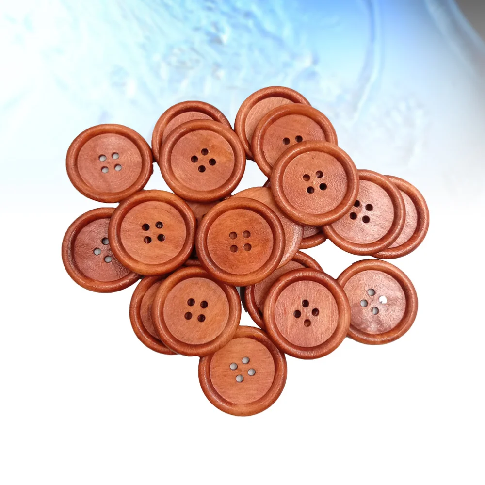 50 шт. 18 мм деревянная круглая пуговица с 4 отверстиями оранжевого цвета узкими