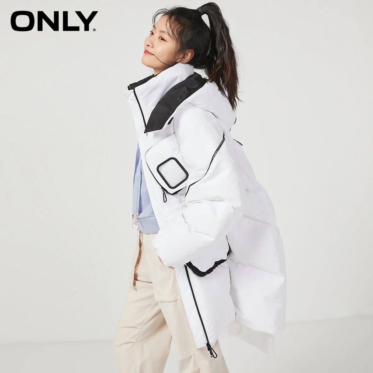 

Женский вельветовый пуховик с капюшоном, свободный, 120412058