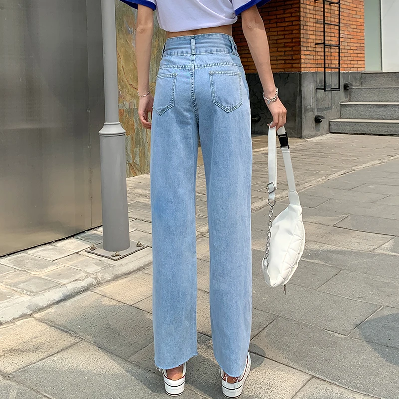 

chic high-waisted jeans women's straight loose wide-legs are thin 2021 summer Korean fashion women's clothing