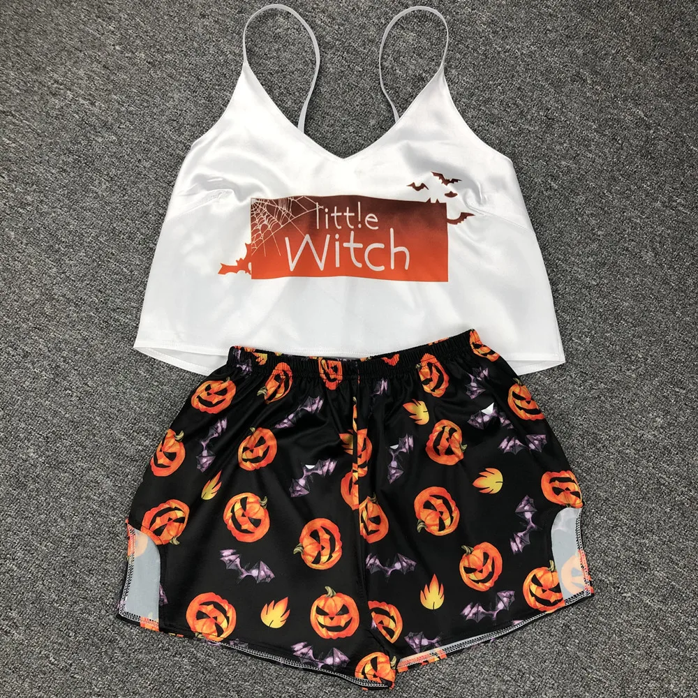 

Summer Ice Silk Sexy V-neck Vest Shorts Pajamas Suit Girl Two-piece Home Clothing Kawaii Pajama Lingerie Women