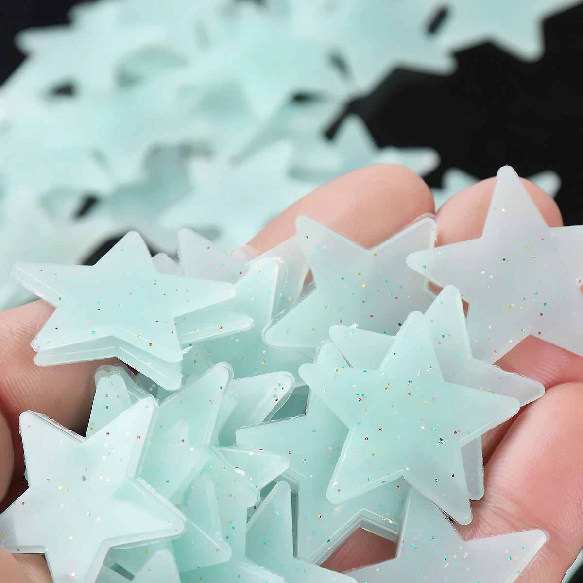 100 шт. флуоресцентные наклейки на стену в виде синих звезд|Наклейки стену| |