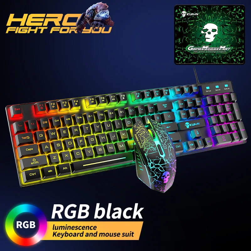 

Gaming Keyboard Computer Mouse Gamer Sets Rainbow Backlight Usb Ergonomic Wired Keyboards 2400DPI Gaming Mouse For PC Laptop