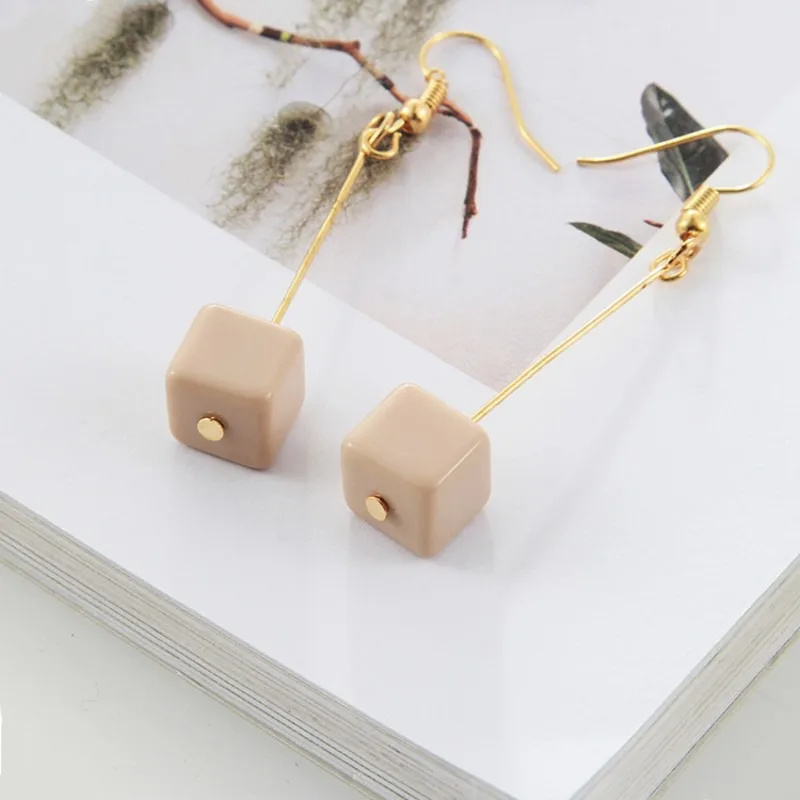 2019 Новая мода ретро акриловые кубические геометрические простые Висячие серьги