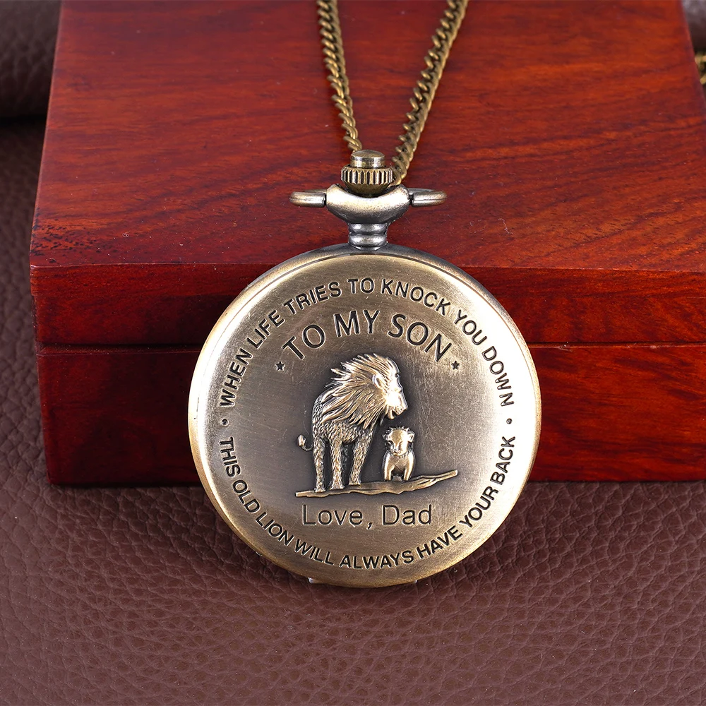 Карманные часы с ретро надписью моему сыну буквами узором Отца и Сына раскладное