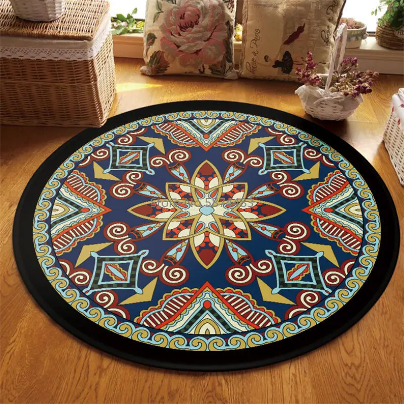 

carpets for living room Ethnic style vintage mandala flower pattern round carpet rugs for children rooms