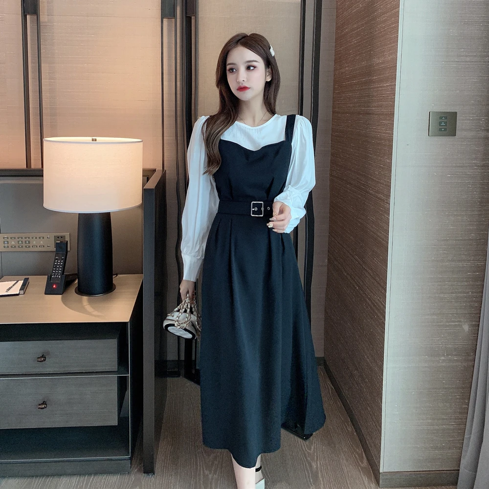 Женский Повседневный комплект из 2 предметов легкая юбка с длинным рукавом осень