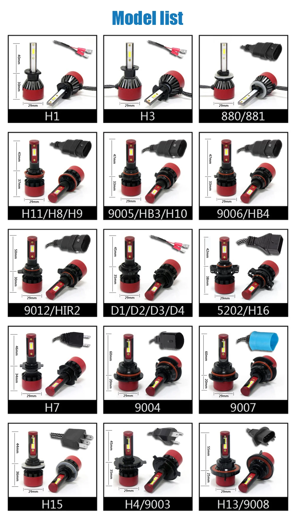 Автомобиля 12V 24V грузовик светодиодный фар головного света с can-bus 3570 чипы 20000LM H1 H3 H4 H7 H11 H8 H9 9003 9005 HB3 9006 HB4 HB2 H27 880 881 9012