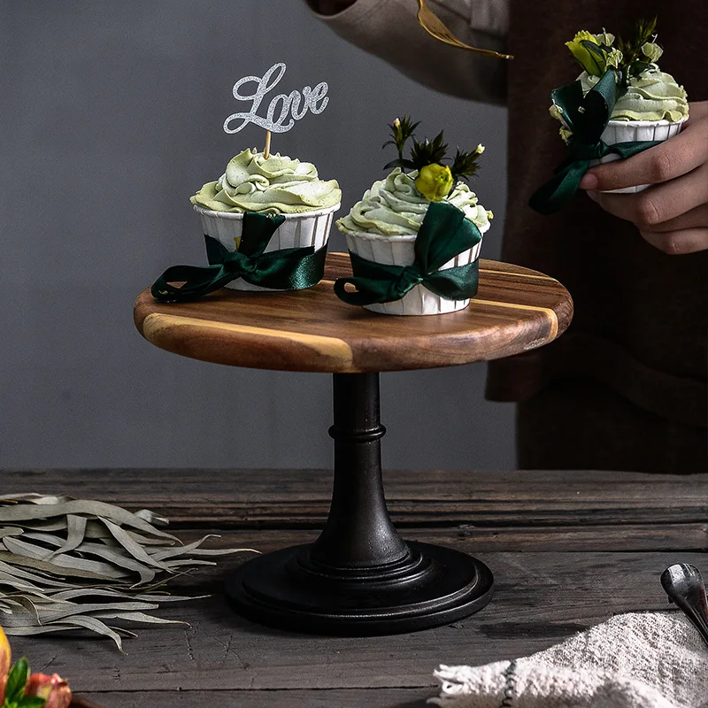

Wooden High Base Cupcake Cake Plate Stand Wooden Plate Dish Party Filming Props Dessert Dish Wedding Tray Decoration Display