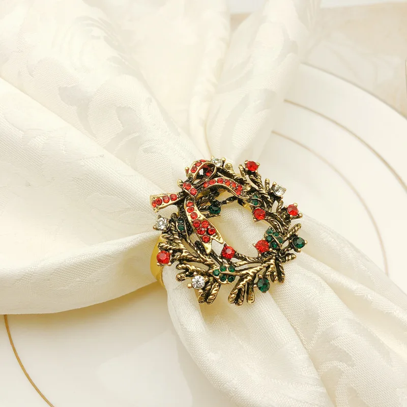 

12PCS Metal Christmas Napkin Christmas Napkin Ring Wedding Banquet Hotel Table Supplies