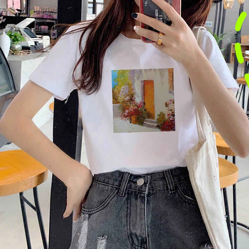 

Women 2021 Oil Painting 90s Fashion Tops Tumblr Tshirts T Clothes Shirt Womens Ladies Graphic Female Tee T-Shirt