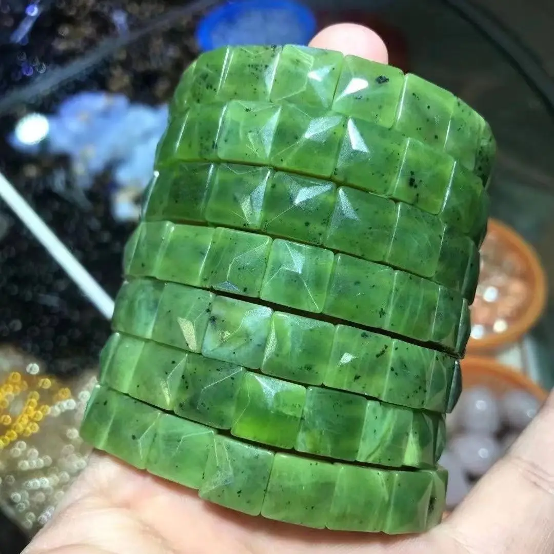 

Natural jasper jade faceted geometric bead Strand Bracelets bangle for men and women Lucky charm gem jade bracelet Fine jewelry