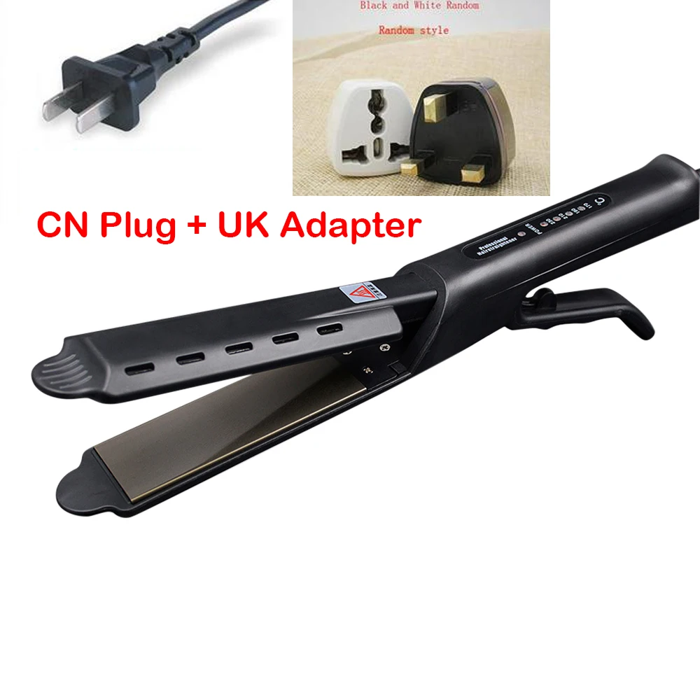 CN Plug UK Adapter Утюжки для выпрямления волос, быстро разогревающиеся, тепловая производительность, выпрямитель для волос, щипцы для завивки волос 2 в 1, сухая влажная Плойка для укладки волос - Цвет: CN Plug UK Adapter