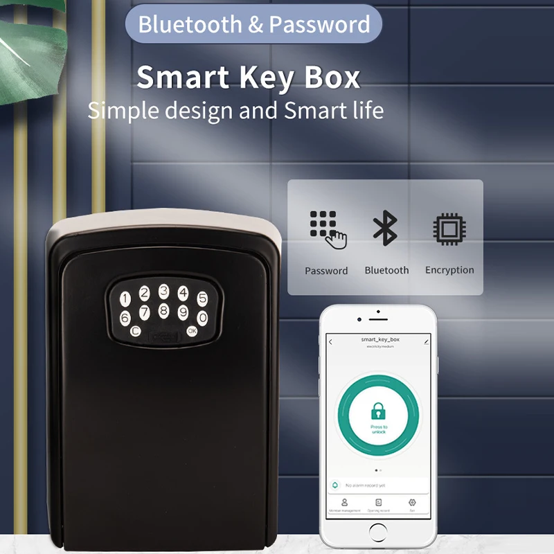 

Smart Key Lock Box Wall Mount Key Safe Bluetooth-compatible APP Wireless Dynamic Password Aluminum Alloy Key Storage Lock Box