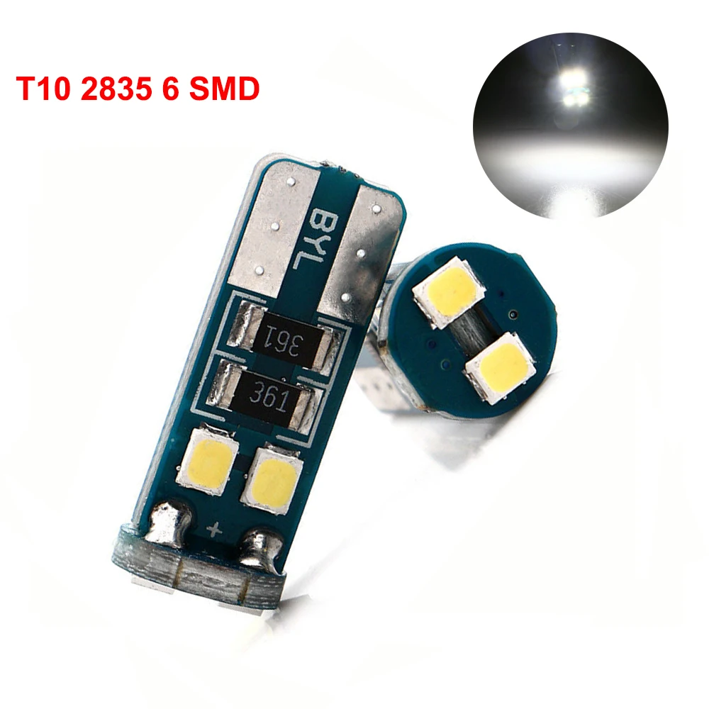 T10 2835 Чип W5W 194 168 лампа 6SMD светодиодный светильник для салона автомобиля/Клиренс s