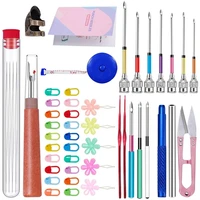 nonvor 43 pieces knitting magic embroidery pen punch threader needle pen seam ripper thimble hoop diy sewing accessory kits