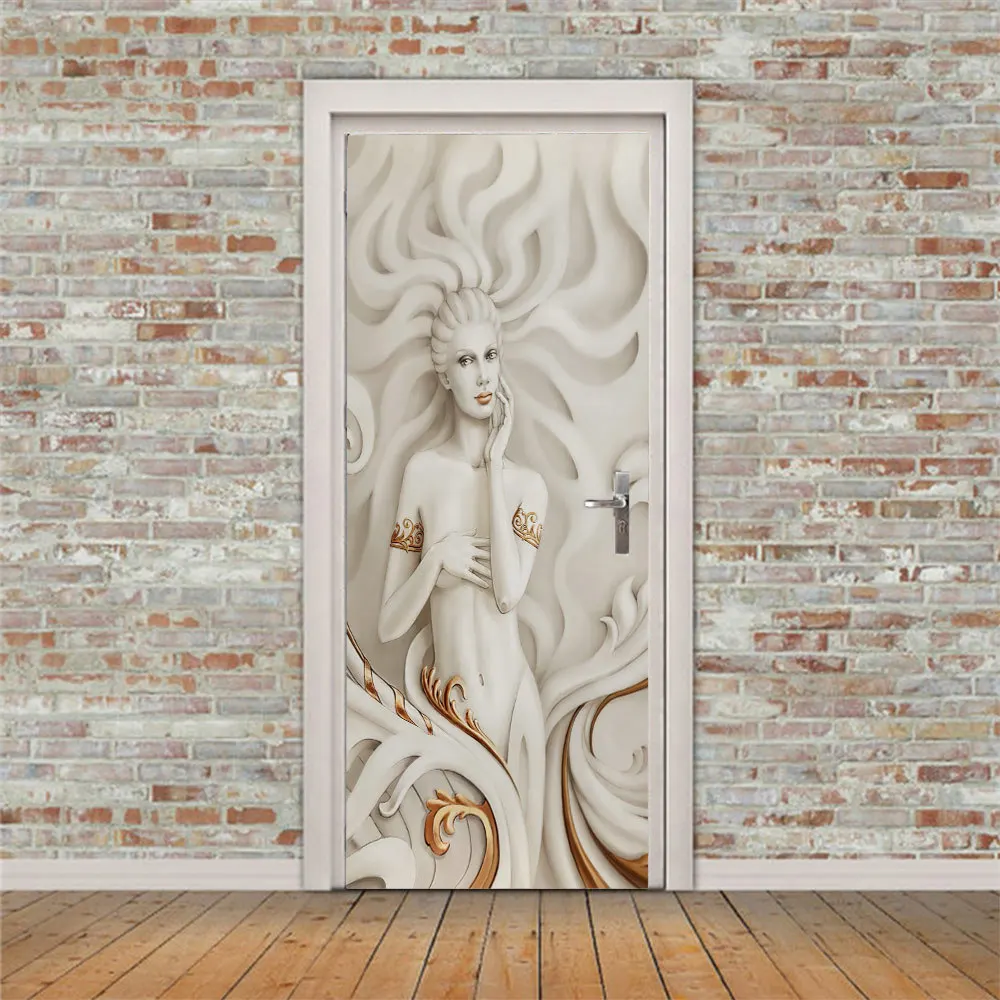 

3d wallpaper wall paper door palm wall stickersv pegatinas de puerta 3d door goddess stone adhesive door posts