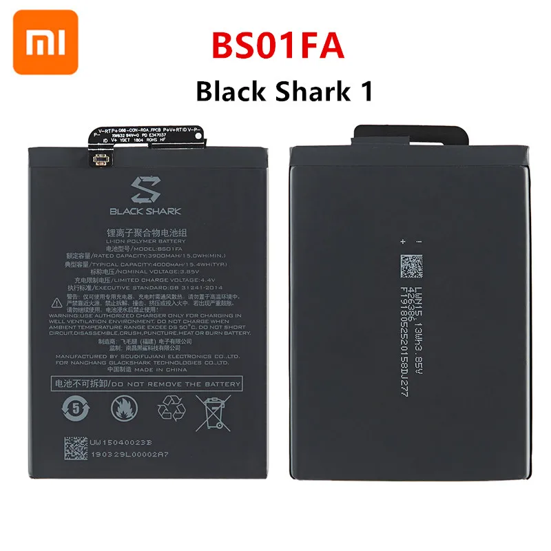 Оригинальный аккумулятор Xiao mi 100% BS01FA 4000 мАч для Xiaomi Black Shark 1/ с двумя SIM-картами |