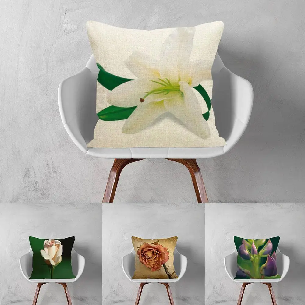 

Flower Pattern Printed Pillowcase Fresh Lupin Withered Car Hug Polyester Decorative Sofa Petals Nordic 45*45 Pillow Bedroom H9B9