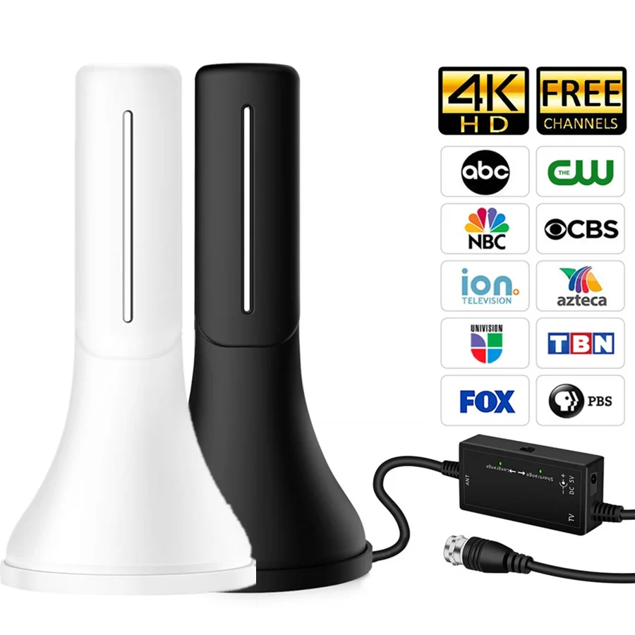 

DVB-T Amplified HD Digital TV Antenne 200+Miles Long-Range Reception Indoor HDTV Antenna with Amplifier Support 4k 1080p UHF VHF