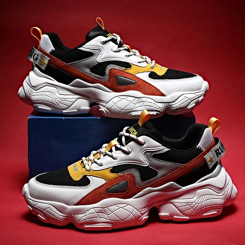Luxury Brand Designed Men Dad Chunky Sneakers Big Sole Trending Street Walking Shoes Fashionable Running For Young Hip Hop | Спорт и