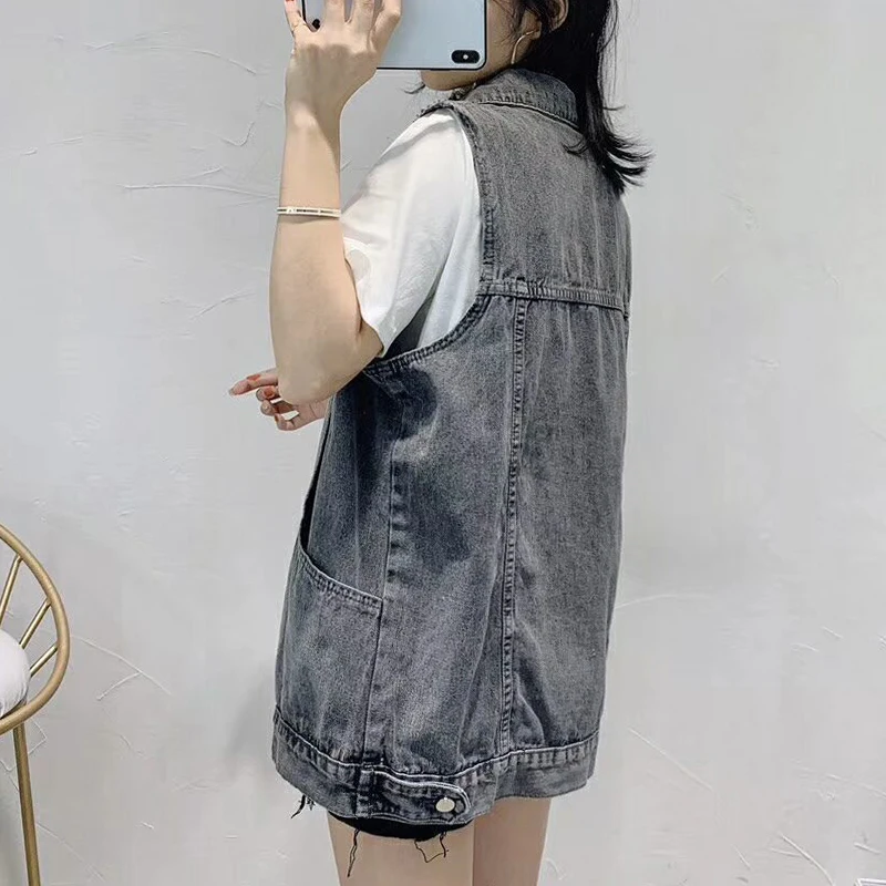 Джинсовый жилет HI-FASHION Корейская Весенняя Новая женская куртка пальто одежда для