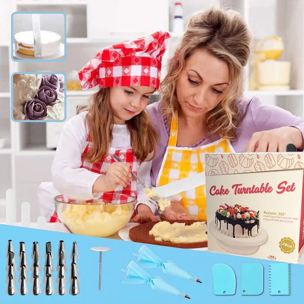 

75pcs/set Cake Turntable Set Cake Decoration Mouth Cream Spatula Baking Tools With Measuring Spoon Pastry Bag