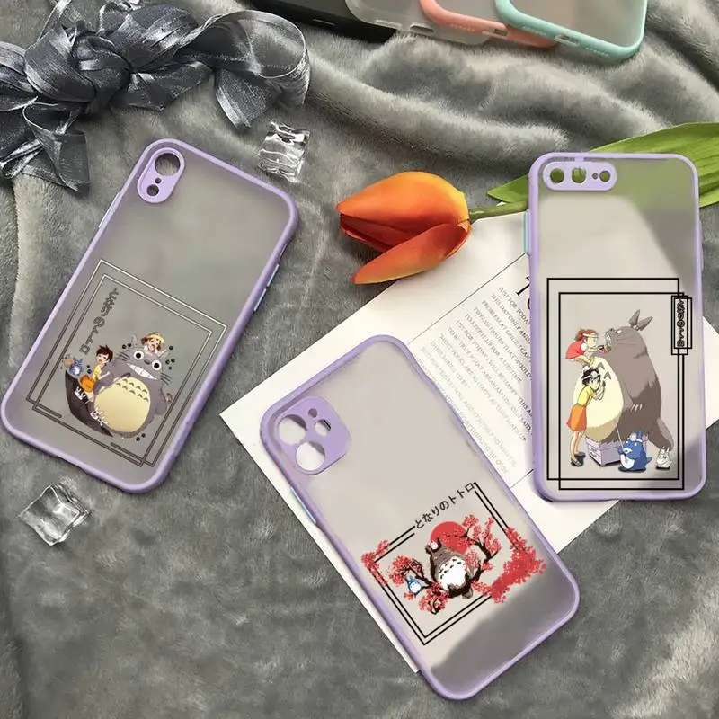 

Totoro cute design anime Phone Case matte transparent For iphone 7 8 11 12 plus mini x xs xr pro max cover