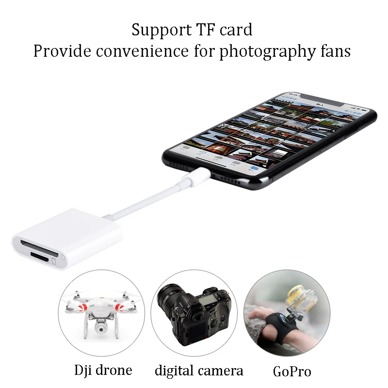 TF и SD кард-ридер двойной слот камера ридер адаптер игры просмотра совместимый для