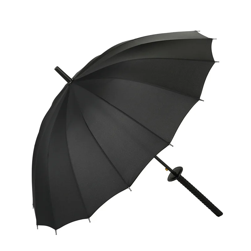 New black straight handle umbrella waterproof sunscreen long men gift | Дом и сад