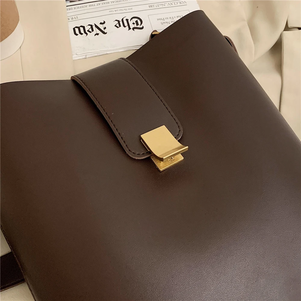 

Korean Style Soft Bucket Shoulder Crossbody Bags For Women Simple Design Large Capacity PU Female Composite Bags Winter 2020