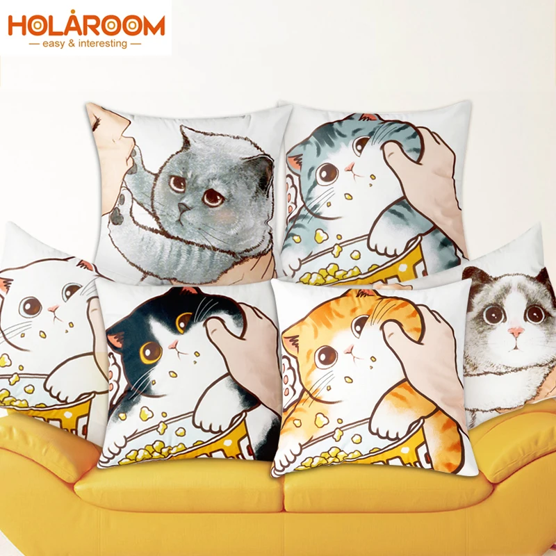 

«Funny Love Kiss милые кошачьи подушки Чехлы для дивана домашний чехол для автомобильной подушки талии наволочки Декор Наволочка с мультяшным при...