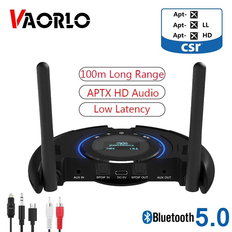 Беспроводной передатчик VAORLO APTX HD Bluetooth 5 0 управление через приложение стерео для