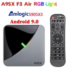 Приставка Смарт-ТВ Amlogic S905X3 A95X F3 Air, Android 9,0, 2,4 ГГц и фото, двойной Wi-Fi HDR BT 8K BT4.2 RGB светильник, умная ТВ-приставка