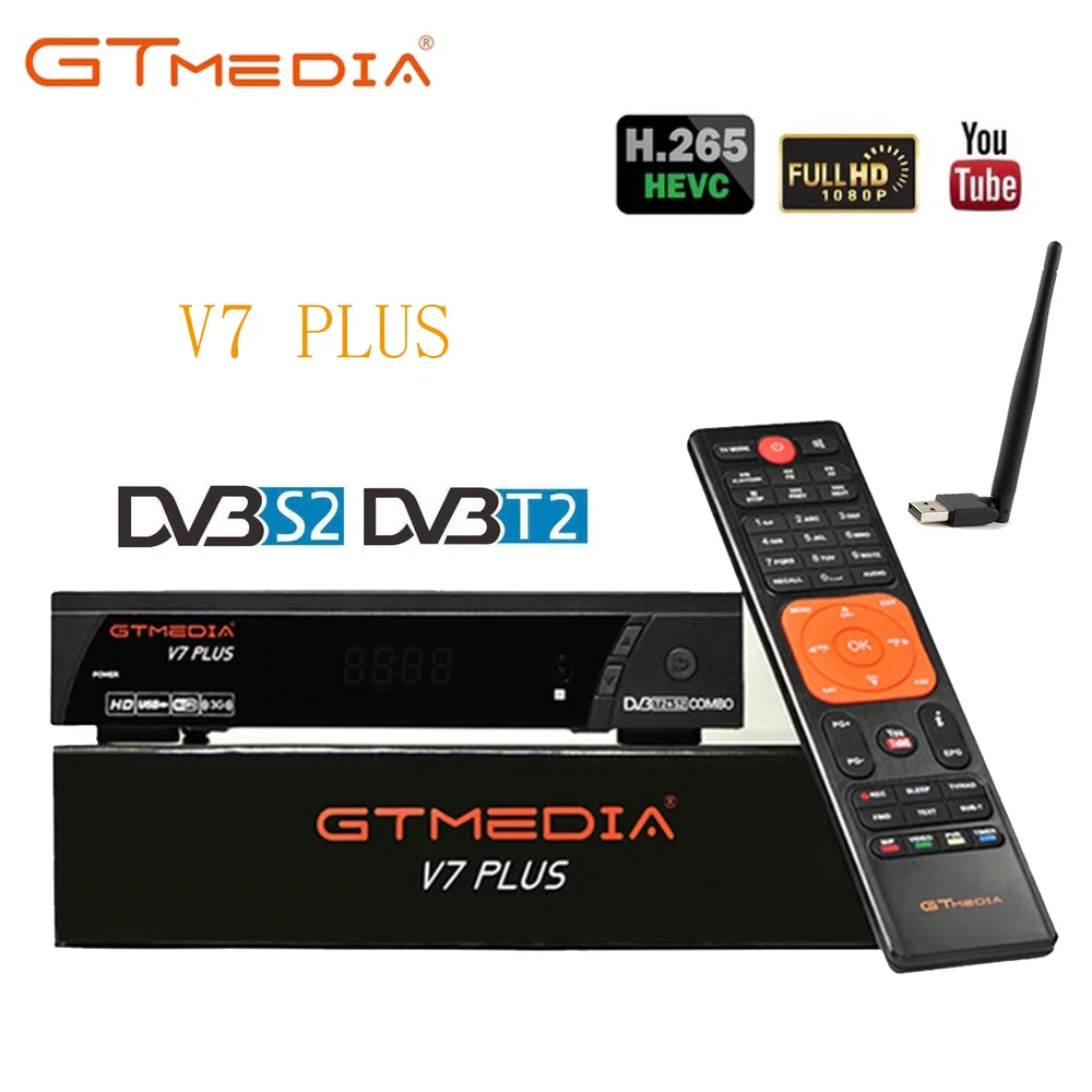 GTMEDIA V7 PLUS DVB-S2 DVB-T2 спутниковый ТВ комбо приемник H.265+ Испания Италия Польша Cccam 5 Cline PK V7S декодер формата HD