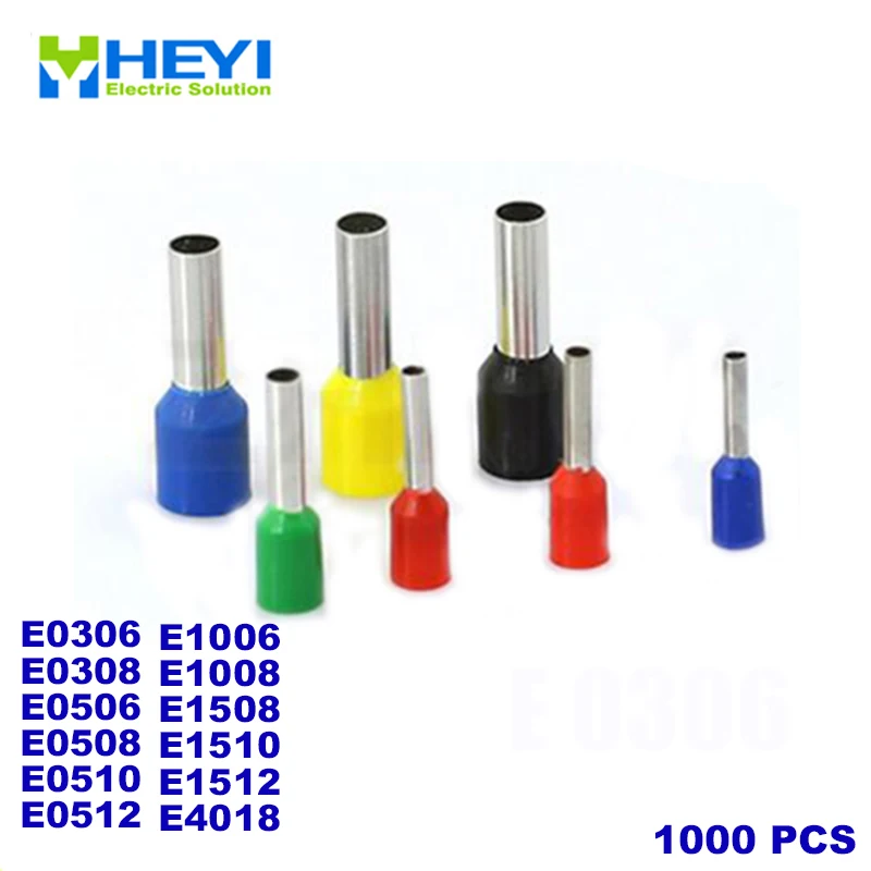 Лидер продаж 1000 шт. E0306 E0308 E0506 E0508 E0512 E1008 E1508 E1512 AWG #24 трубчатые изолированные