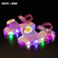 meri ammi led light up baby girls soft shoes pvc flower daisy shoes for princess dress up style sandals princess