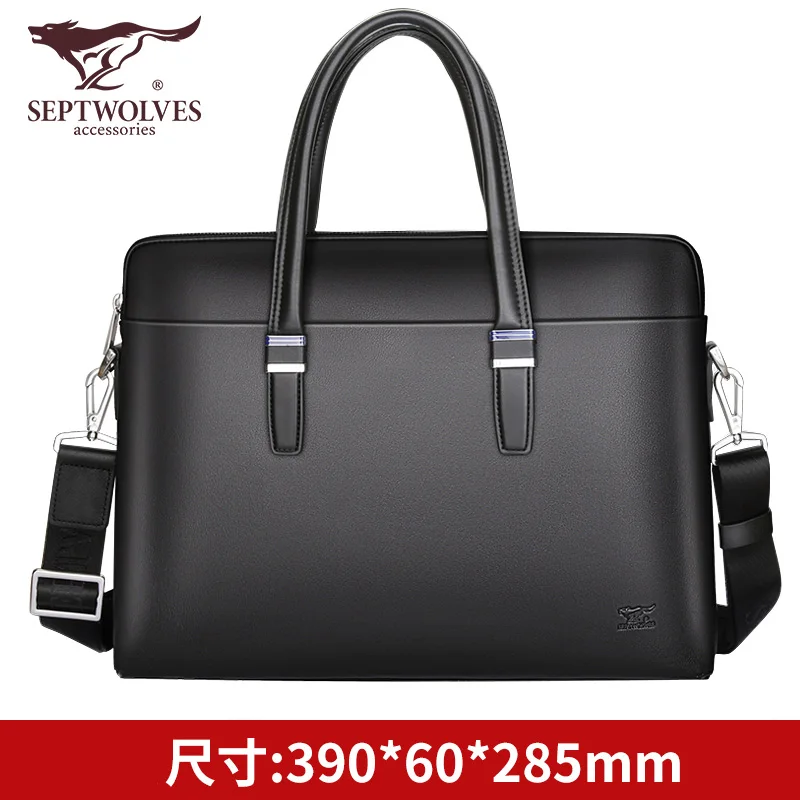 Briefcase Men's Business Casual Large Capacity Men's Bag Men's Real-Leather Bag Leather Bag Shoulder Bag Handbag