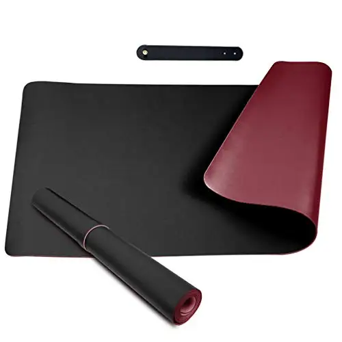 PHIFO 31.49" x15.75" Non-Slip PU Leather Desk Pad Ultra Thin 2mm Waterproof Mouse Mat for Office Home Desks, Gaming Mouse Pads - Цвет: Black  Red