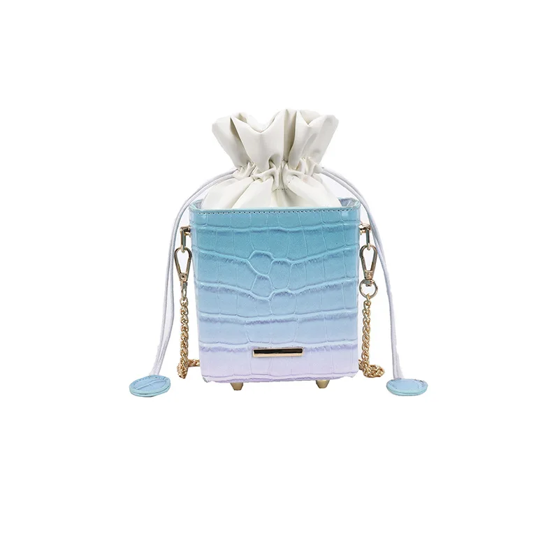 

2021 New Trendy Fashion Ladies Chain Messenger Bag Texture One-shoulder Stone Pattern Bucket Bag Summer Leisure Small Bag Female