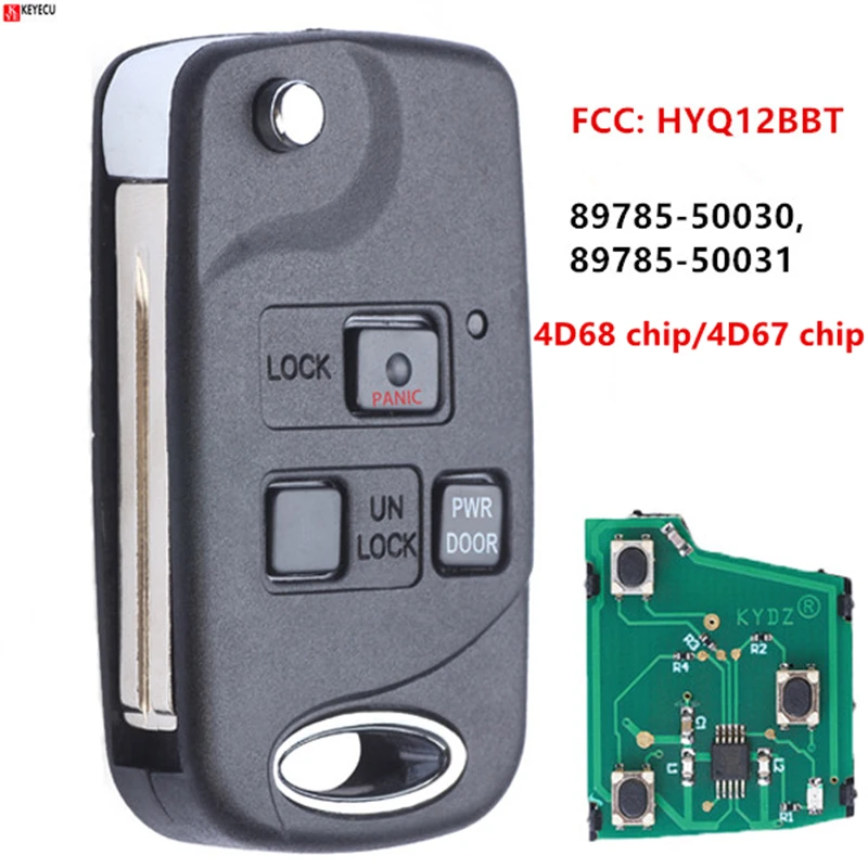 Складной дистанционный ключ Keyecu с 3 кнопками чип 4D67/чип 4D68 для Lexus EX330 RX330 2004 2005 2006