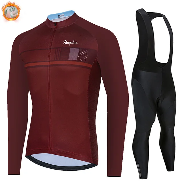 

2021 Ralvpha Men's Cycling Wear Winter Warm Fleece Suit NSR Long-sleeved Cycling Clothes Outdoor Cycling MTB Clothing Bib Set