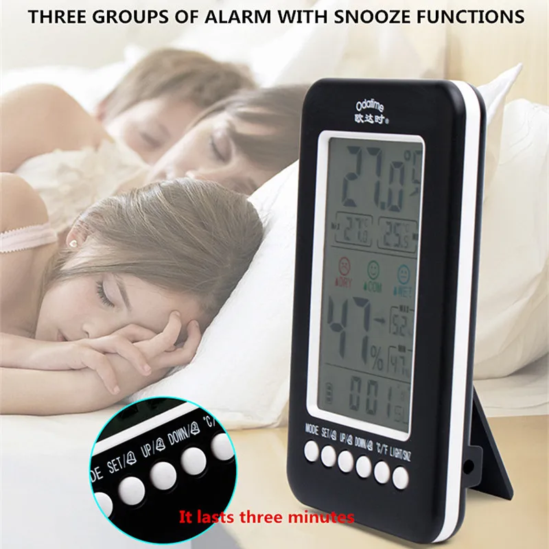 Цифровой термометр Odatime с часами метеостанция ЖК дисплеем измерители