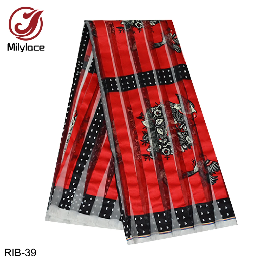 RIB-39 Горячая Распродажа, африканская ткань из органзы с принтом и ленты, плотная лента для одежды, материал RIB-04 - Цвет: RIB-39