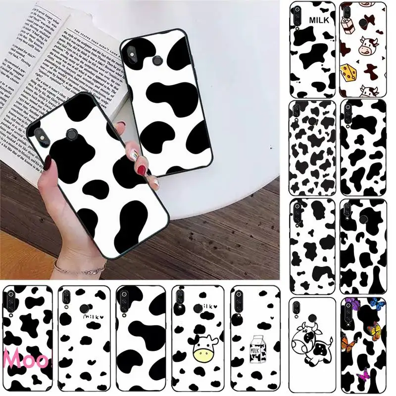 

White Black Cow Symbol Pattern Phone Case For Redmi note 8Pro 8T 9 Fundas for Redmi note 6pro 7 7A 6 6A 8 5plus note 9 pro Capa