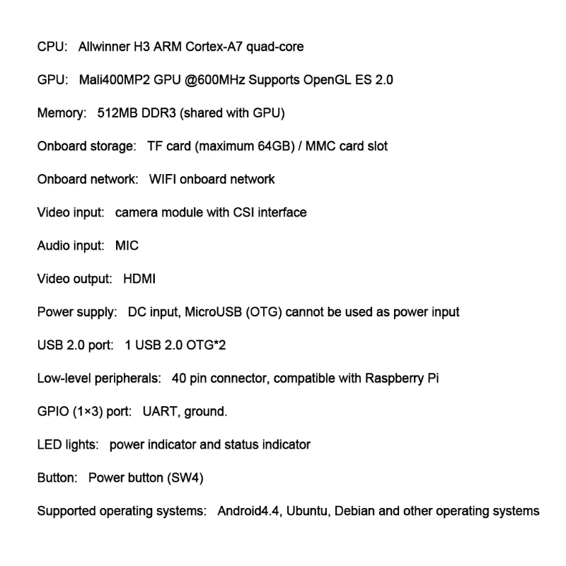 

For Orange Pi Lite ARM Development Board H3 quad-core A7 Processor Open-Source Single-board Computer