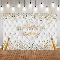 happy birthday adult party decoration backdrop glitter shiny diamonds champagne women birthday photo background banner decor